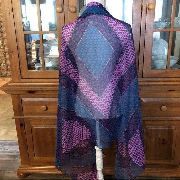 EUC Blue and Purple Rectangular Scarf - Picture 3 of 5